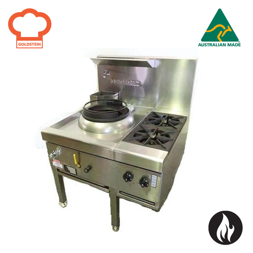 GOLDSTEIN GAS WOK 1 wok 356 mm diameter, 2 open burners, CWA1B2D/R dual ring burner 106 CWA1B2