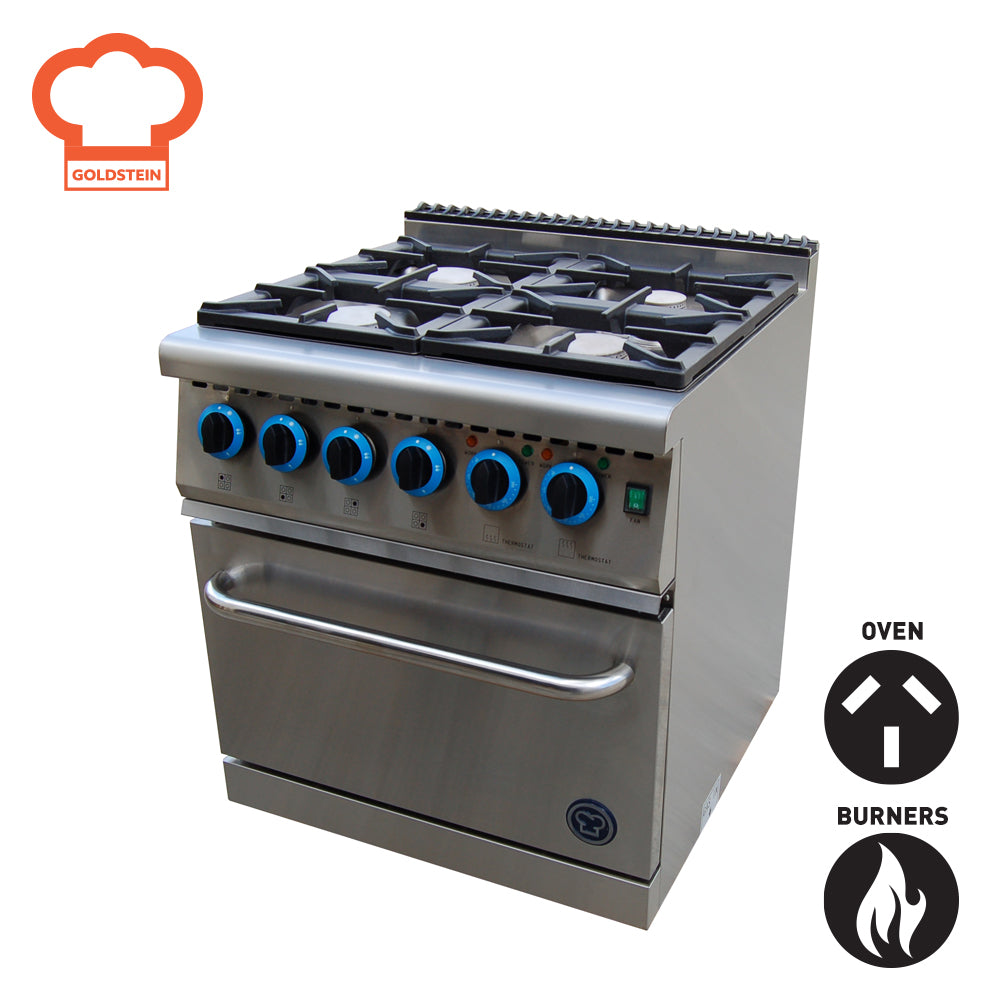 GOLDSTEIN ELECTRIC OVEN RANGE 4 burners, 530 x 500 x 290 mm fan forced electric oven 74 GR/GE710FF