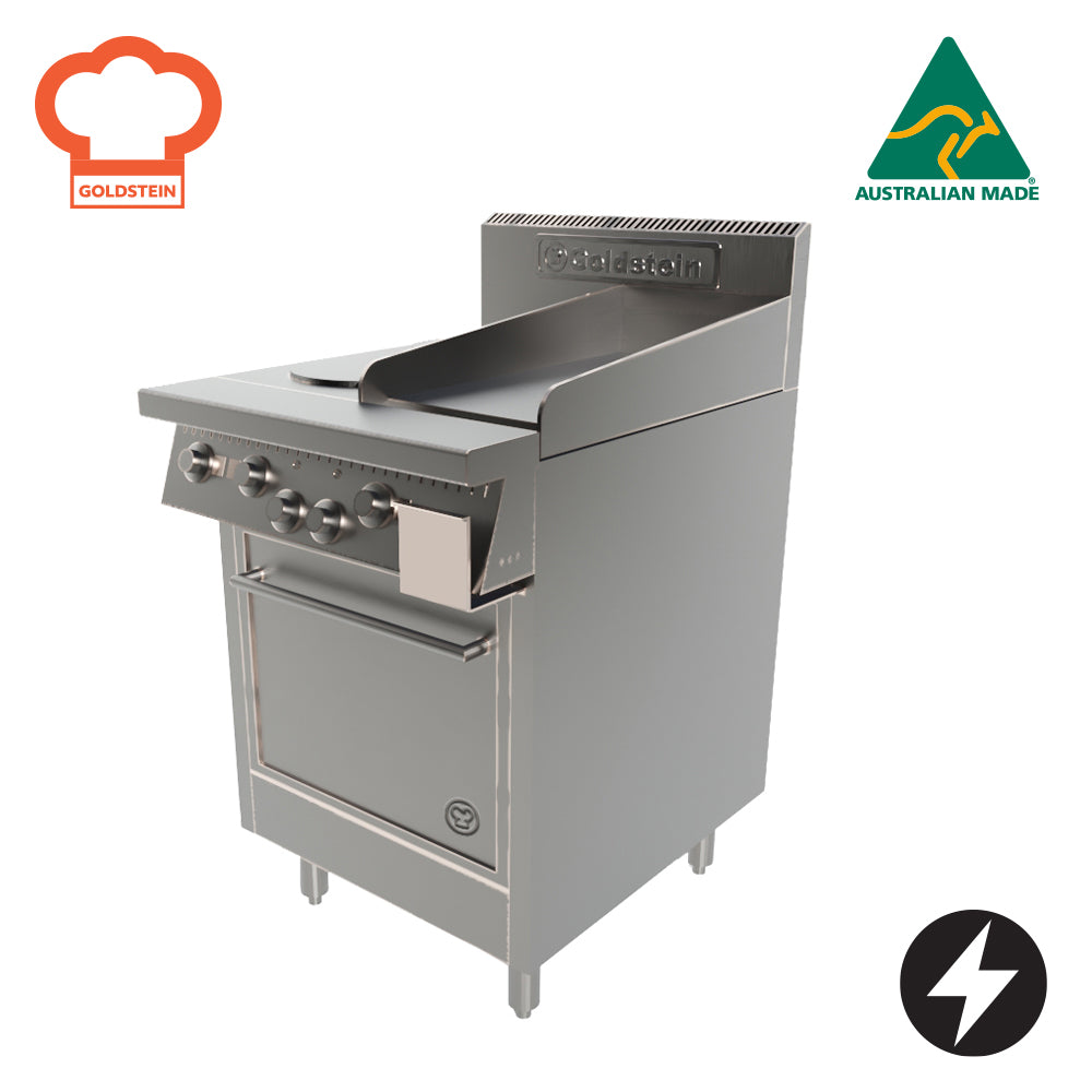 GOLDSTEIN ELECTRIC OVEN RANGE 2 x 2 kW solid plates, 305 x 520 x 12mm griddle, 505 x 560 x 355 mm oven PE2S12G20