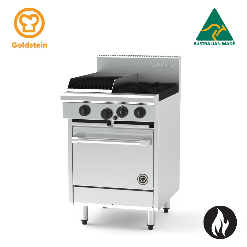 GOLDSTEIN GAS OVEN RANGE 2 burners, 305 x 510 mm BBQ, 20'' gas static oven 126/124 PF12Q220-X