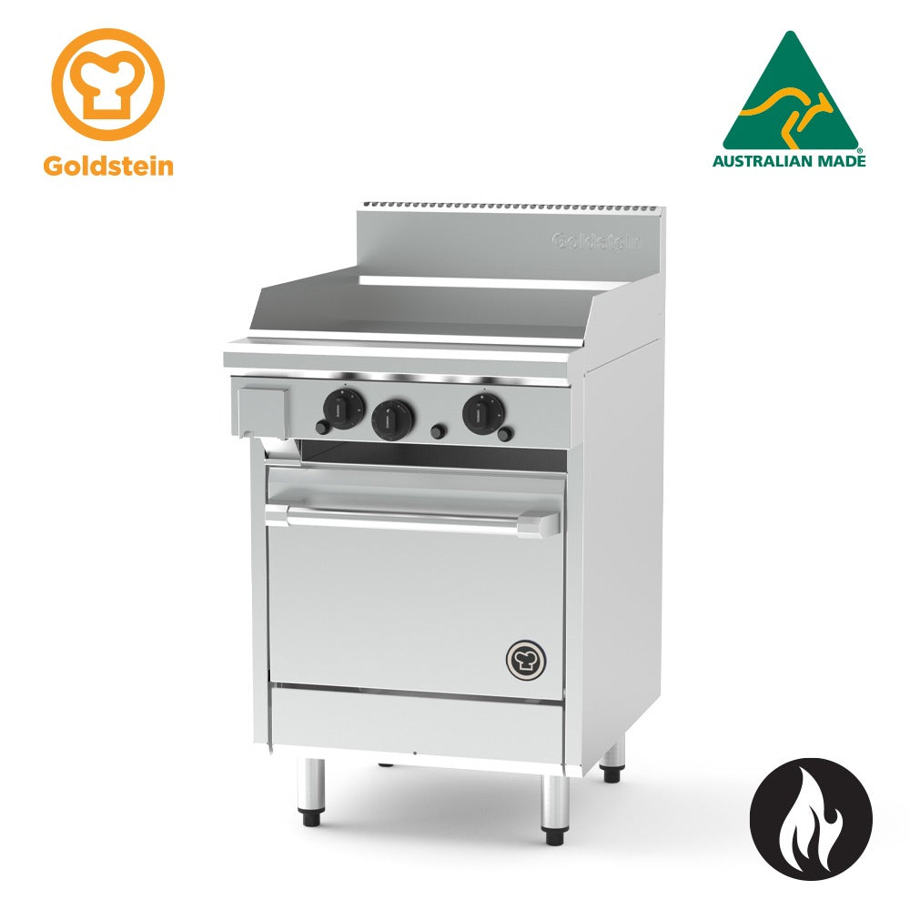 GOLDSTEIN GAS OVEN RANGE 610 x 520 x 20 mm griddle, 20'' gas fan forced oven 60/60 PF24G20FF-X