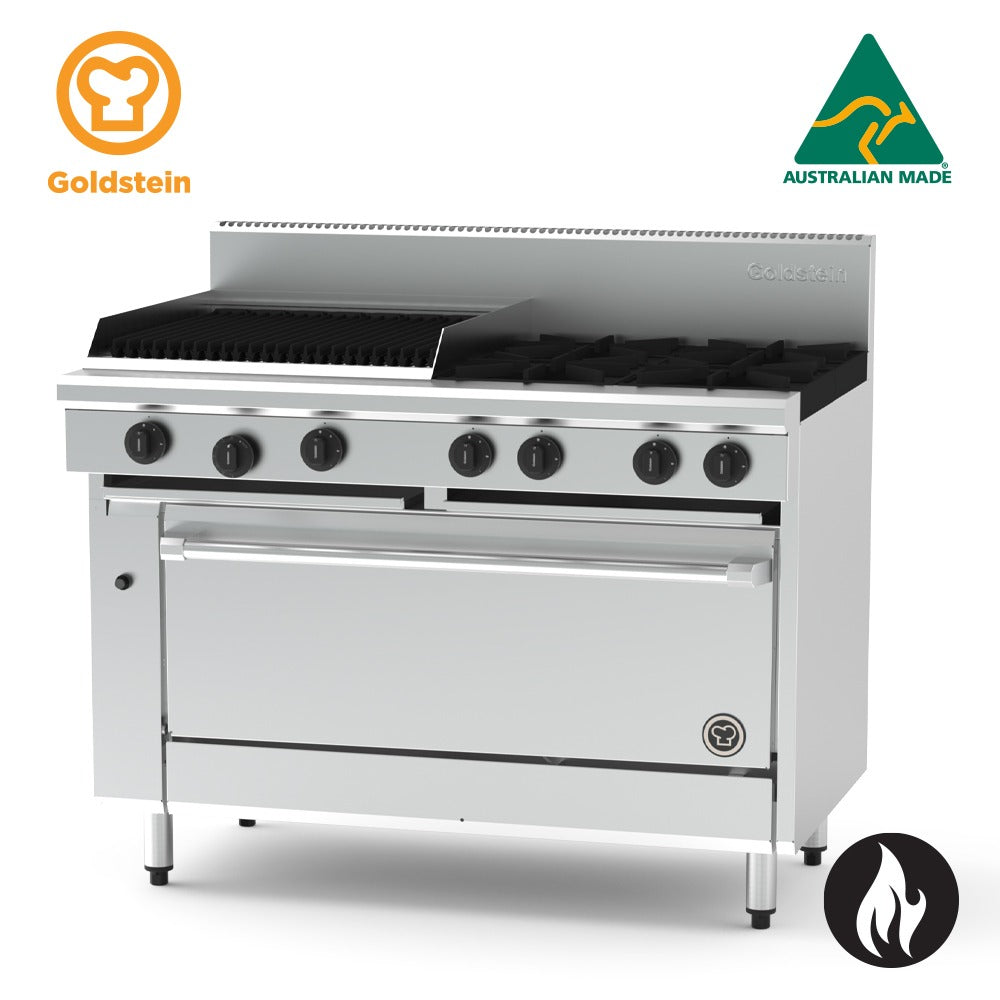 GOLDSTEIN GAS OVEN RANGE 4 burners, 610 x 510 BBQ, 40'' convection oven electric 212/208 PFC2QG440E-X