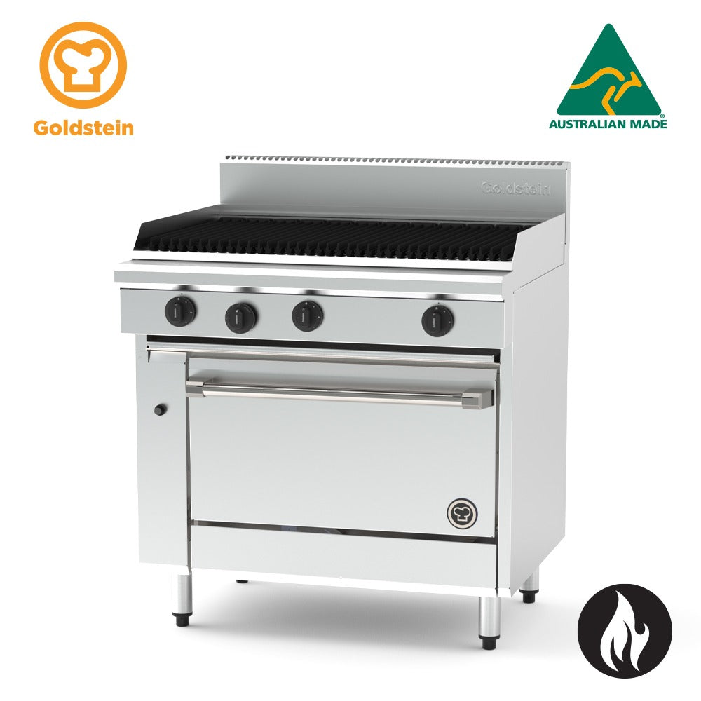 GOLDSTEIN GAS OVEN RANGE gas range, 914 x 510 mm BBQ, 28" fan forced gas oven 148/144 PF36Q28FF-X