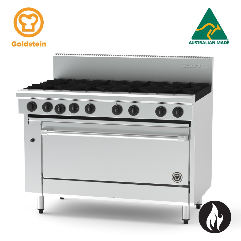 GOLDSTEIN GAS OVEN RANGE 8 burners, 40'' static gas oven 299/300 PF840-X