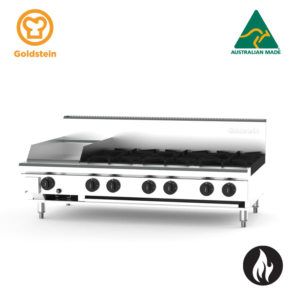 GOLDSTEIN GAS COOKTOP 6 burners, 305 x 520 x 20 mm griddle 218/218 PFB12G6-X