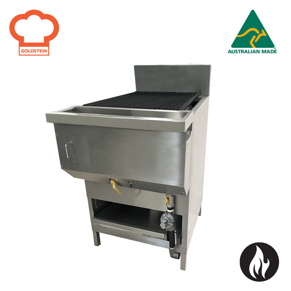GOLDSTEIN GAS HEAVY DUTY BBQ 4 inline cast iron burners, grill size 600W x 575D mm 145 RBA-HD4