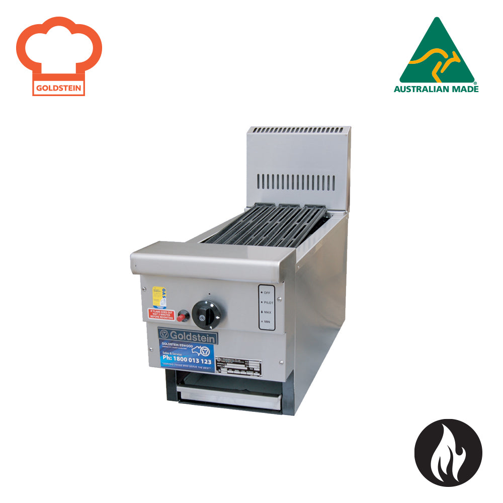 GOLDSTEIN GAS CHARGRILL grill size 215 x 546 mm, with splashback 37 RBA12L