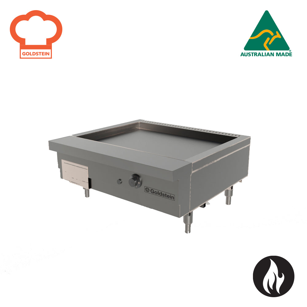 GOLDSTEIN GAS TEPPANYAKI one heavy cast iron ring burner, center heat with smooth mild steel plate size 665 x 420 x 20 mm 40 TK30