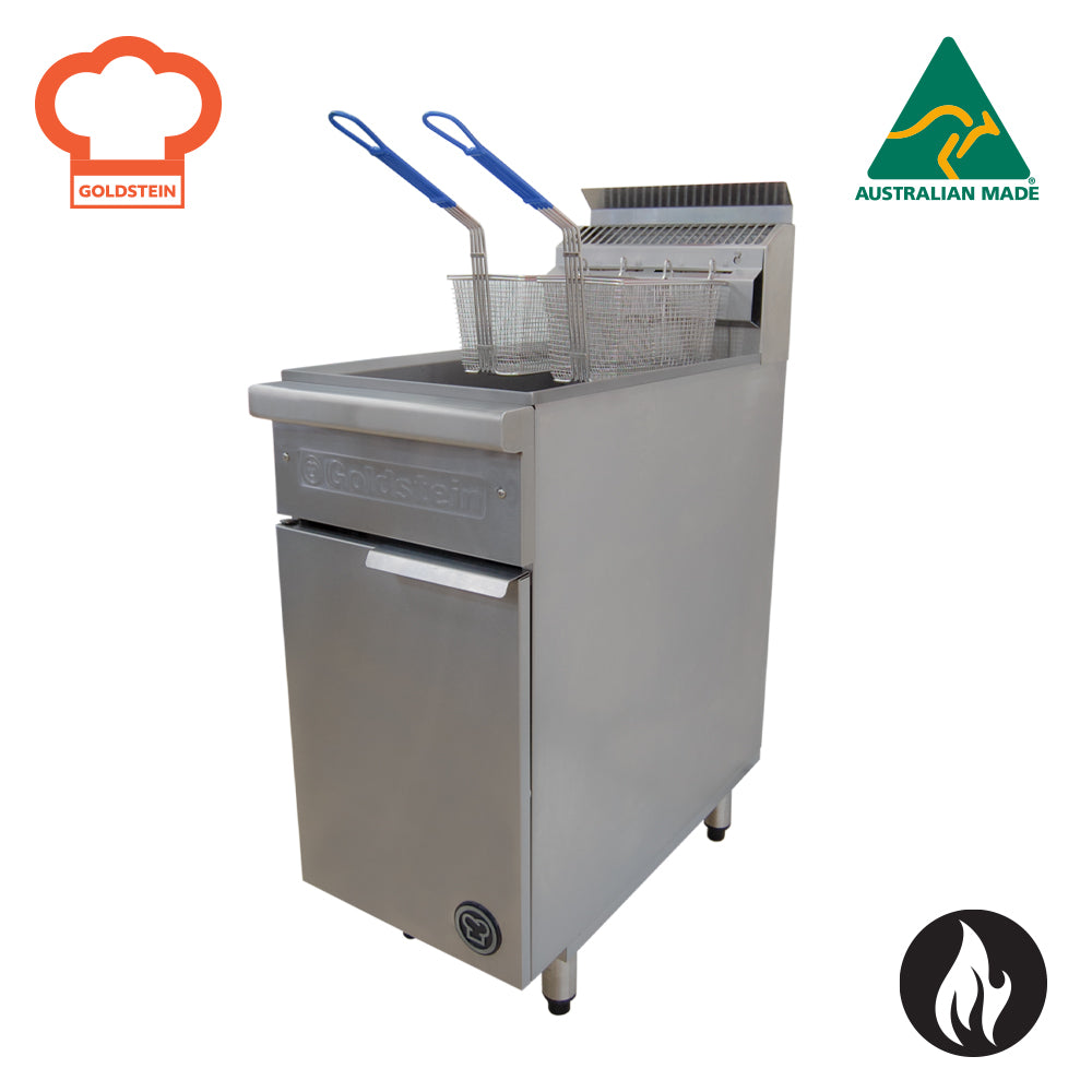 GOLDSTEIN GAS FRYER single V pan, pan size 353 x 353 x 300 mm, 2 baskets per pan, 20 ltr. capacity 97 VFG1L