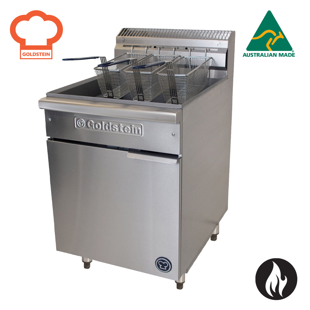 GOLDSTEIN GAS FRYER single V pan, pan size 568 x 353 x 300 mm, 3 baskets per pan, 36 ltr. capacity 127 VFG24L