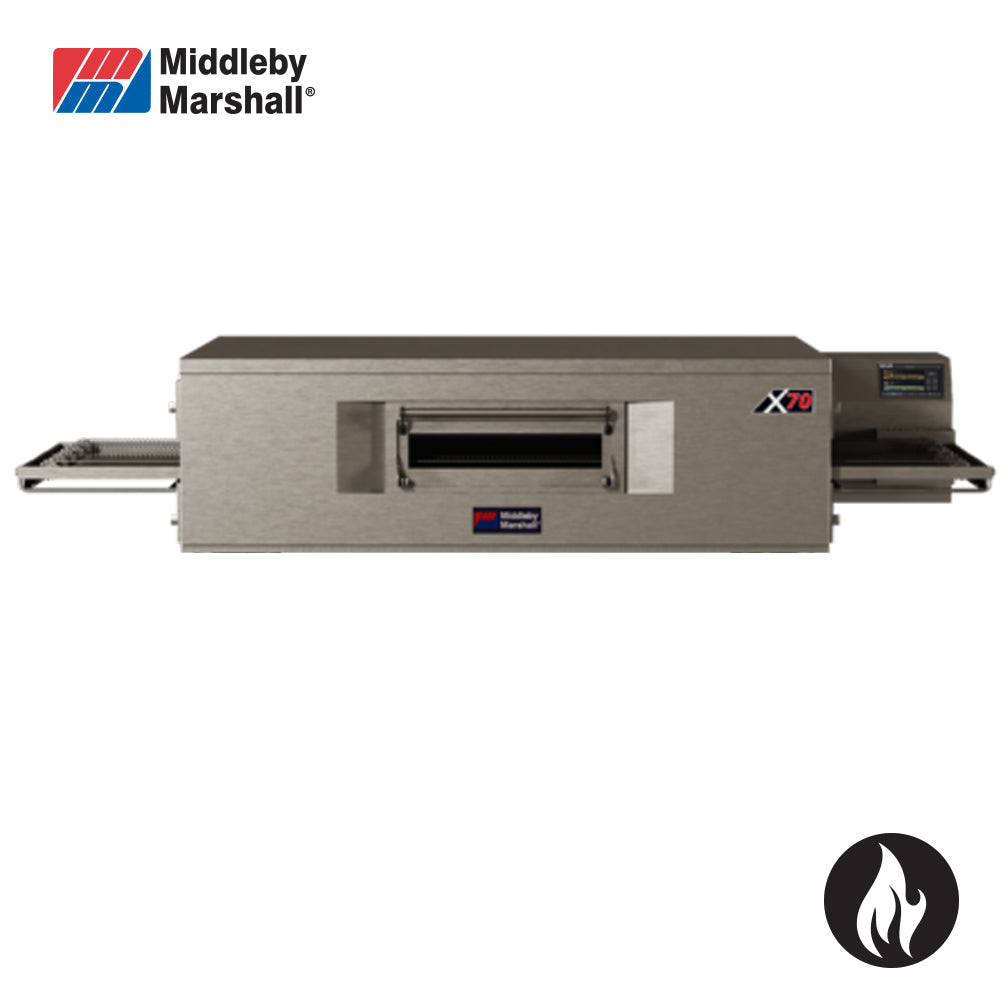 MIDDLEBY MARSHALL GAS X-Series Patented “Jet Sweep” impingement process delivers constant heat to the chamber, Reversible conveyor belt, Front-loading window, Stackable 169 X70-CAV