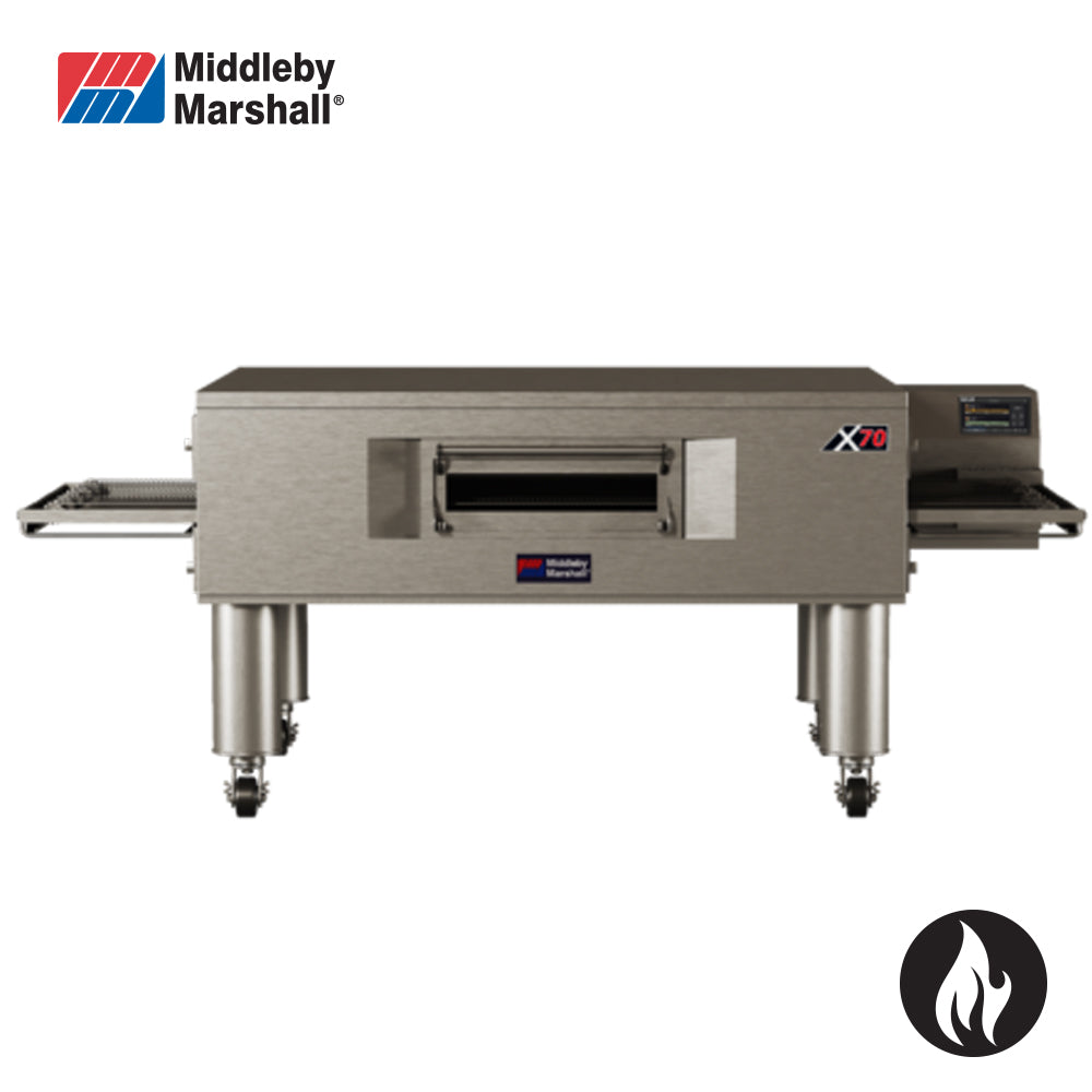 MIDDLEBY MARSHALL GAS X-Series Patented “Jet Sweep” impingement process delivers constant heat to the chamber, Reversible conveyor belt, Front-loading window, Stackable 169 X70