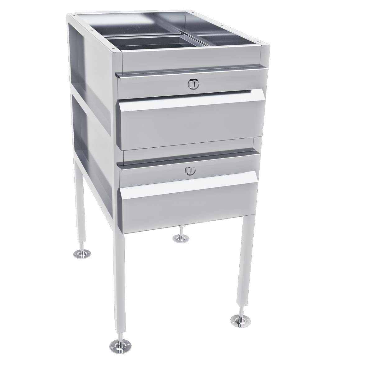 3monkeez Gastronorm Freestanding Stainless Steel Drawer Unit (2 drawers) AB-2DRAW-1G