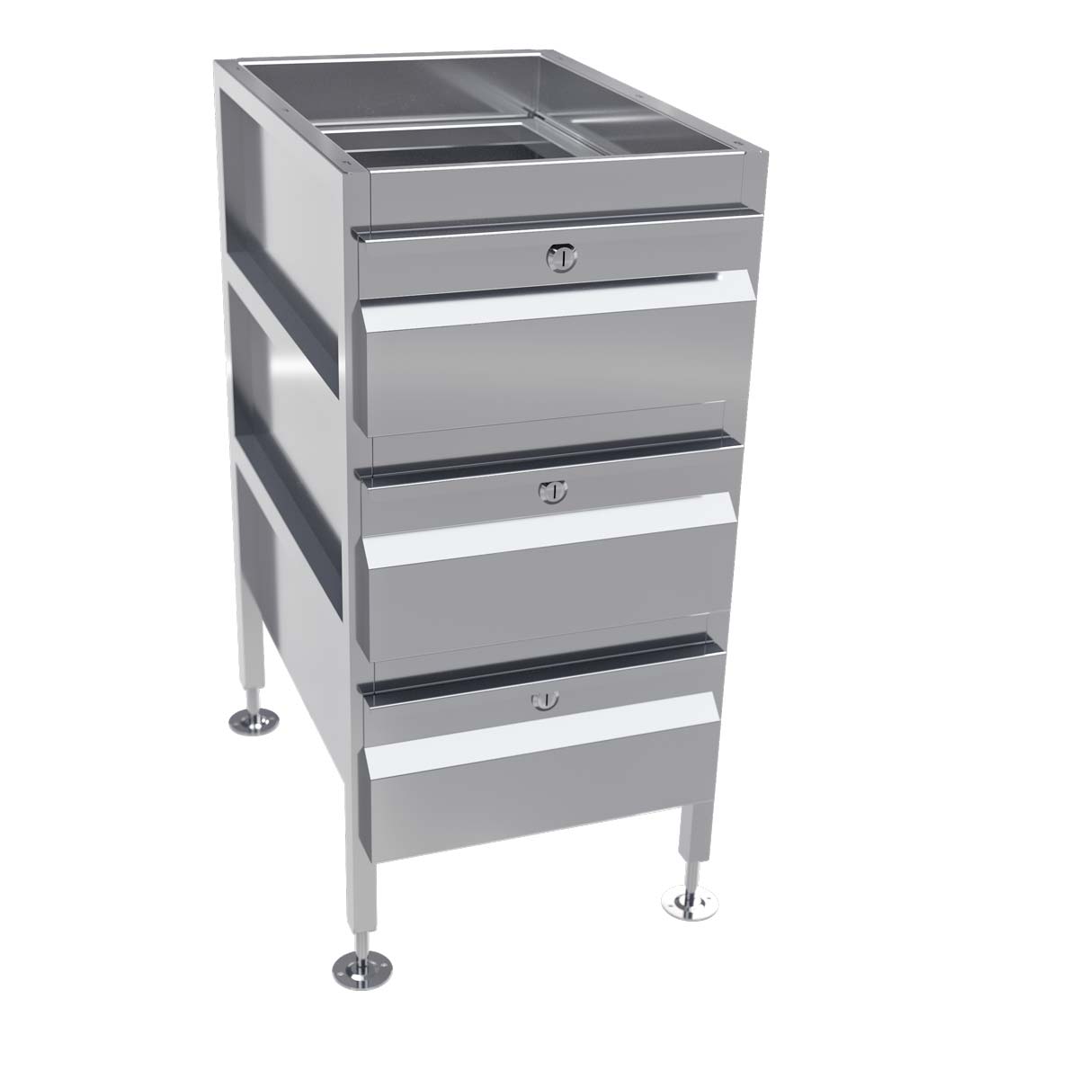 3monkeez Gastronorm Freestanding Stainless Steel Drawer Unit (3 drawers) AB-3DRAW-G