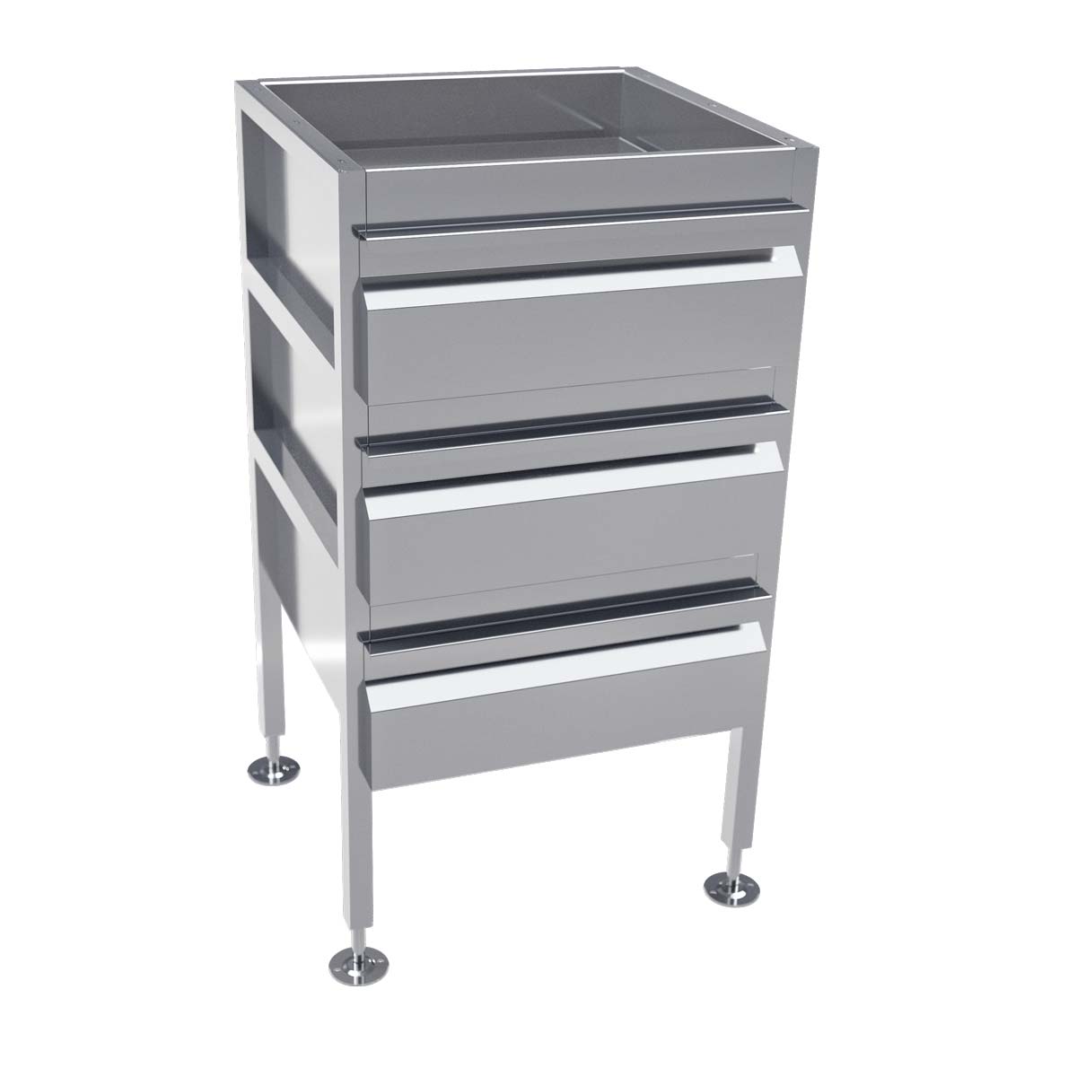 3monkeez Freestanding Stainless Steel Drawer Unit (3 drawers) AB-3DRAW
