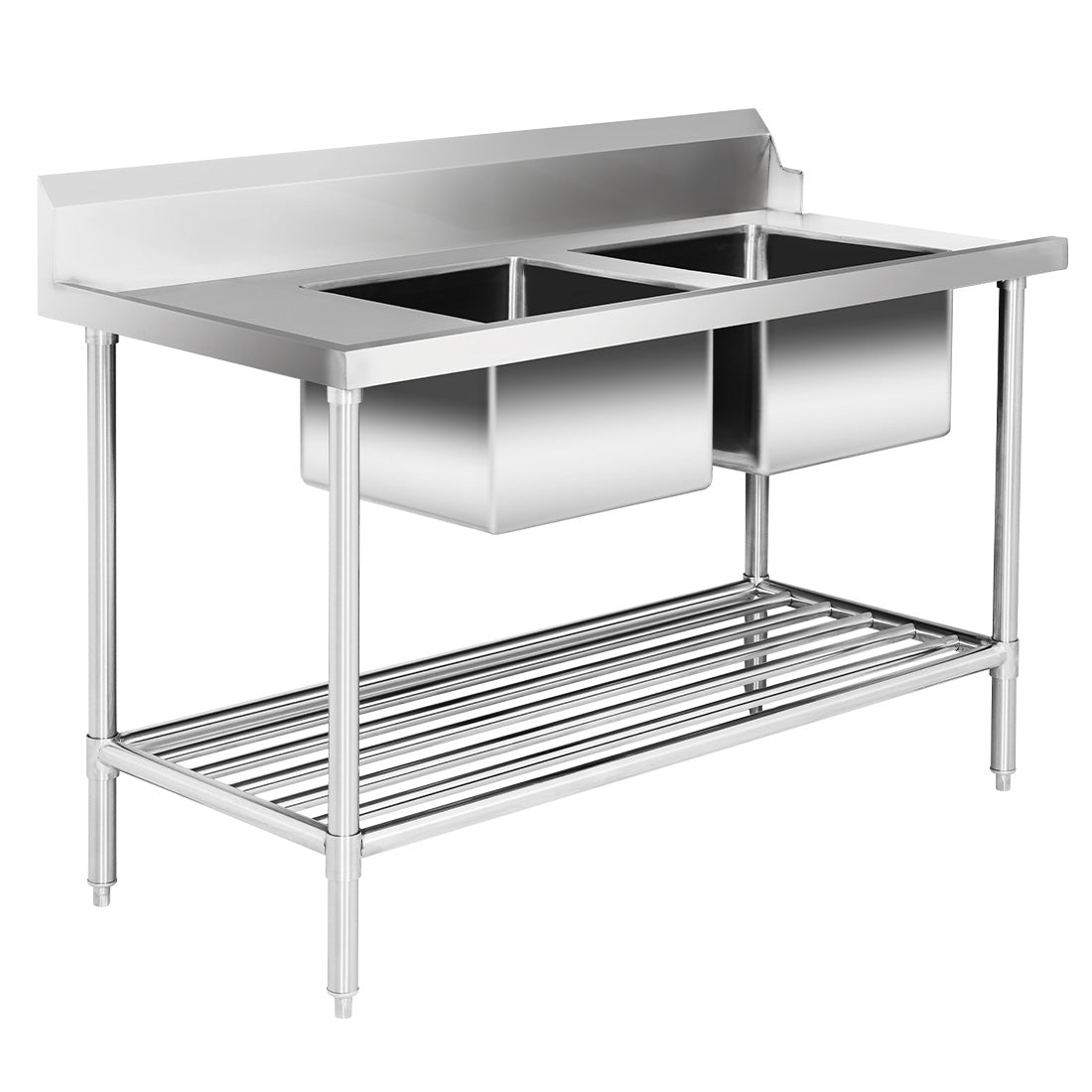 Right Inlet Double Sink Dishwasher Bench - DSBD7-1500R/A