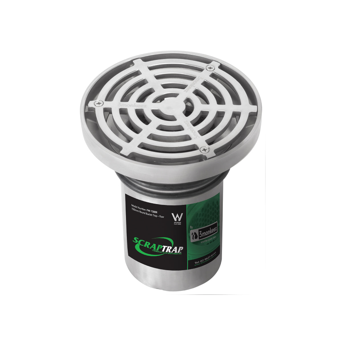 Scraptrap 150mm Round Floor Waste Arrestor (suits 100mm pipe) FW-150BR