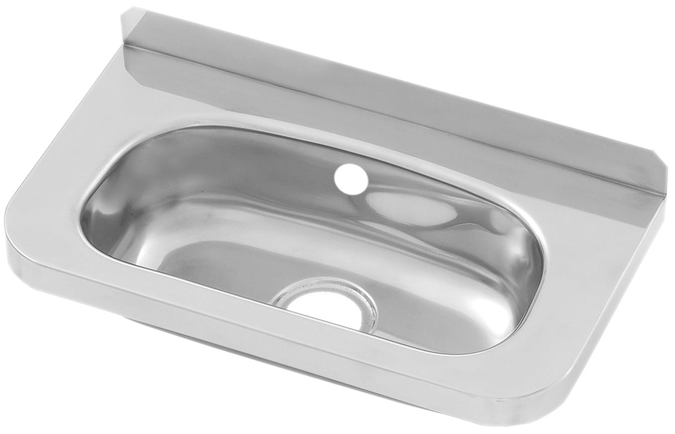 Compact Stainless Steel Hand Basin No tap holes, Inc Overflow Hole HBC-OF