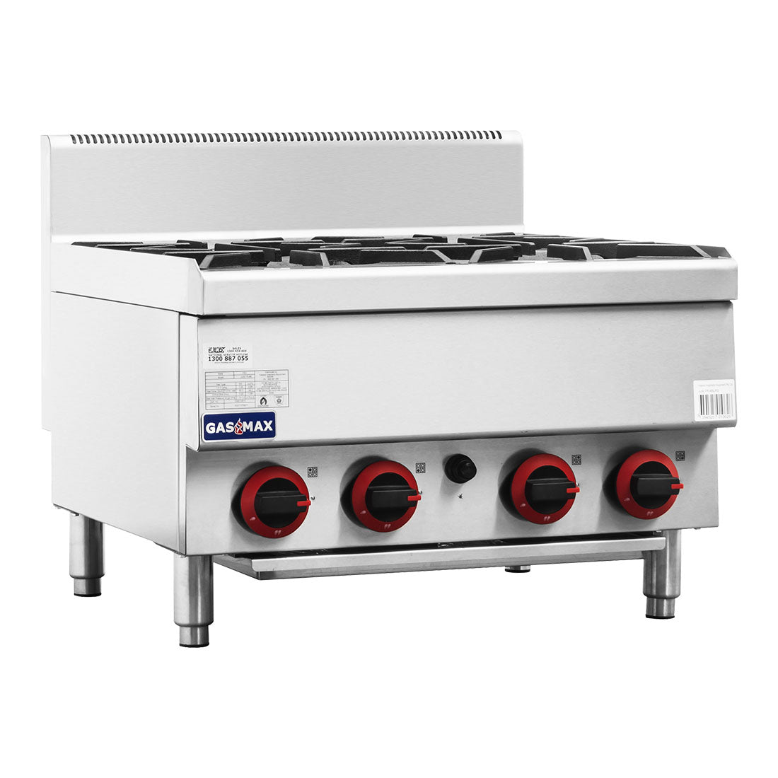Gasmax Benchtop Natural Gas 4 Burner Cooktop w/ Splashback - JUS-TR-4B