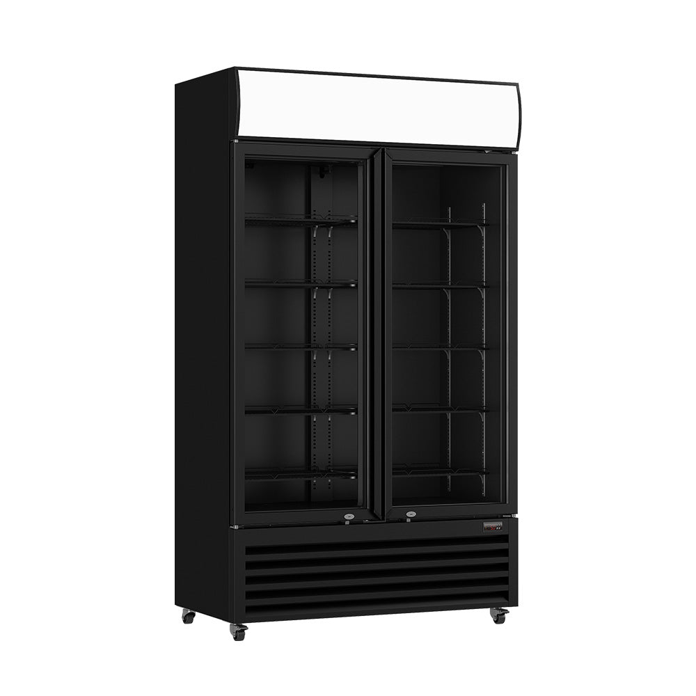 Thermaster Colourbond Upright Beverage Fridge 2 Doors Black - LG-1000BP