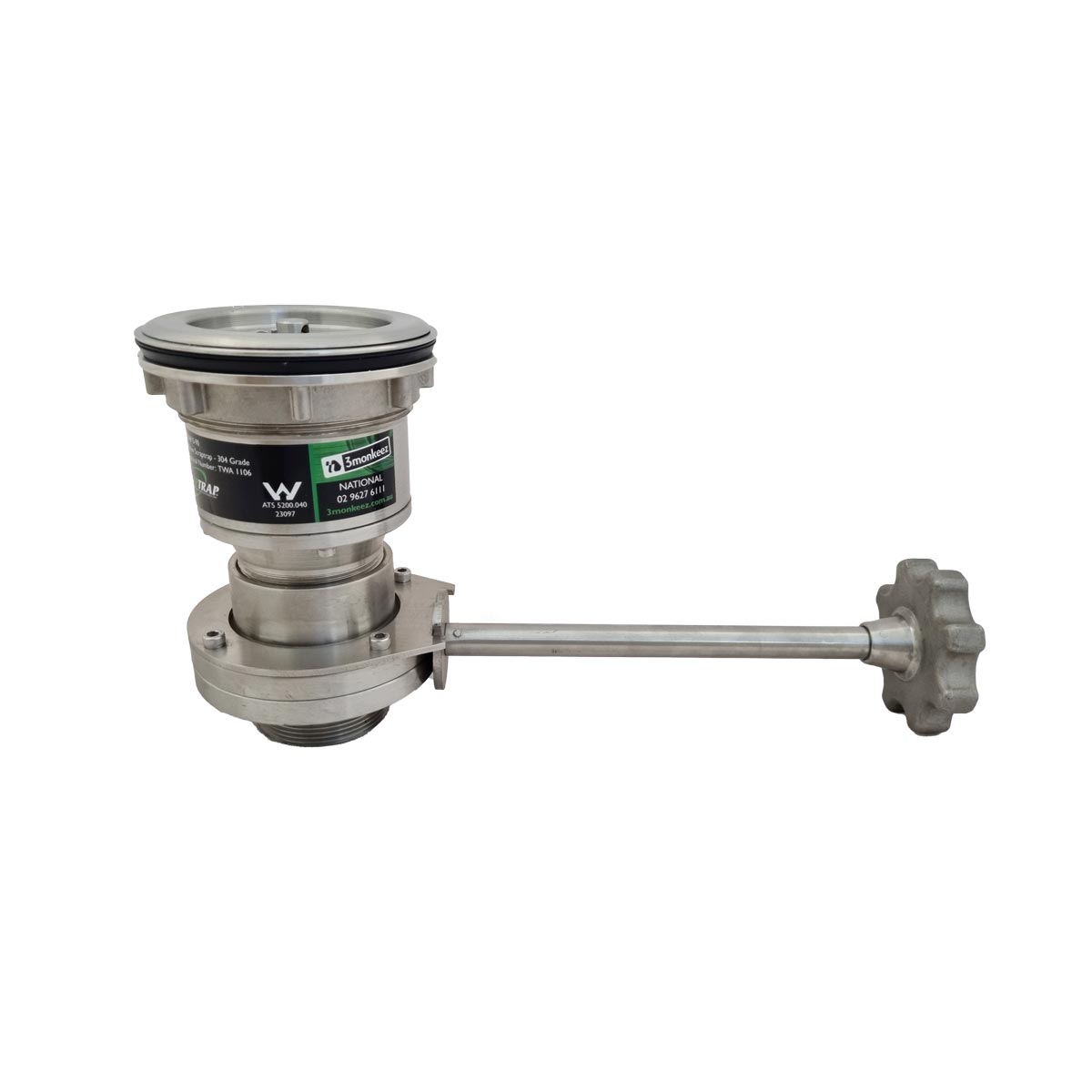 Scraptrap Cast Stainless Sink Waste Arrestor with Shut Off Valve (90mm) SCRAP-C-90-316
