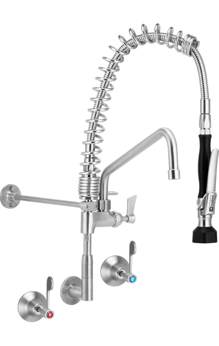 CLEANAJET Compact Stainless Steel Wall Stops And Elbow Pre Rinse Unit With 12" Pot Filler T-3M53822-C