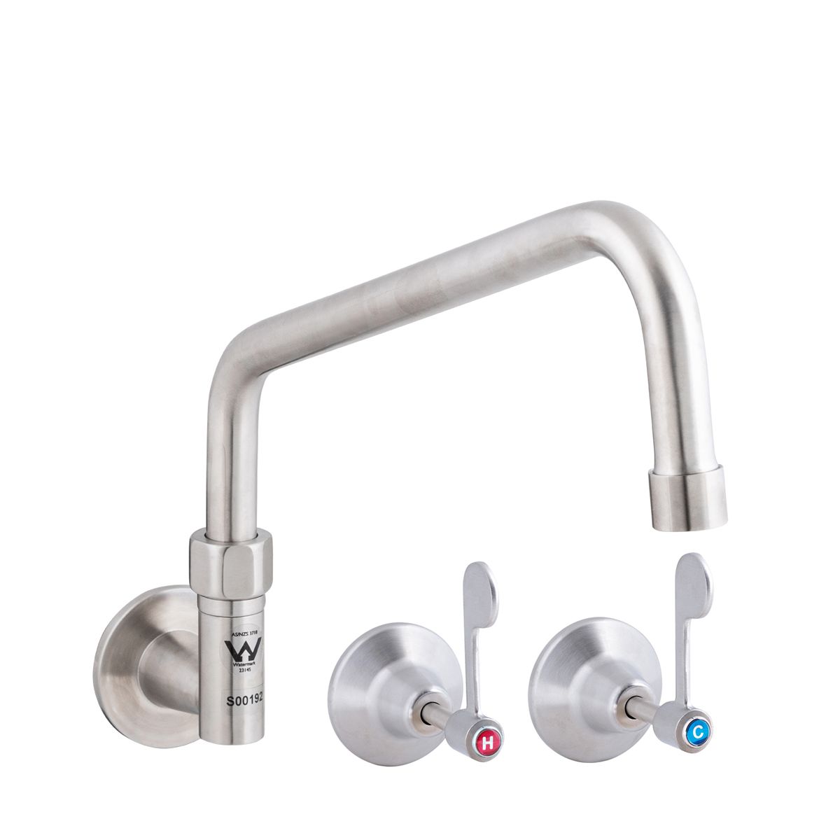 Guardian Tapware Stainless Steel Wall Stops and Elbow with 12" Spout T-3MCW12