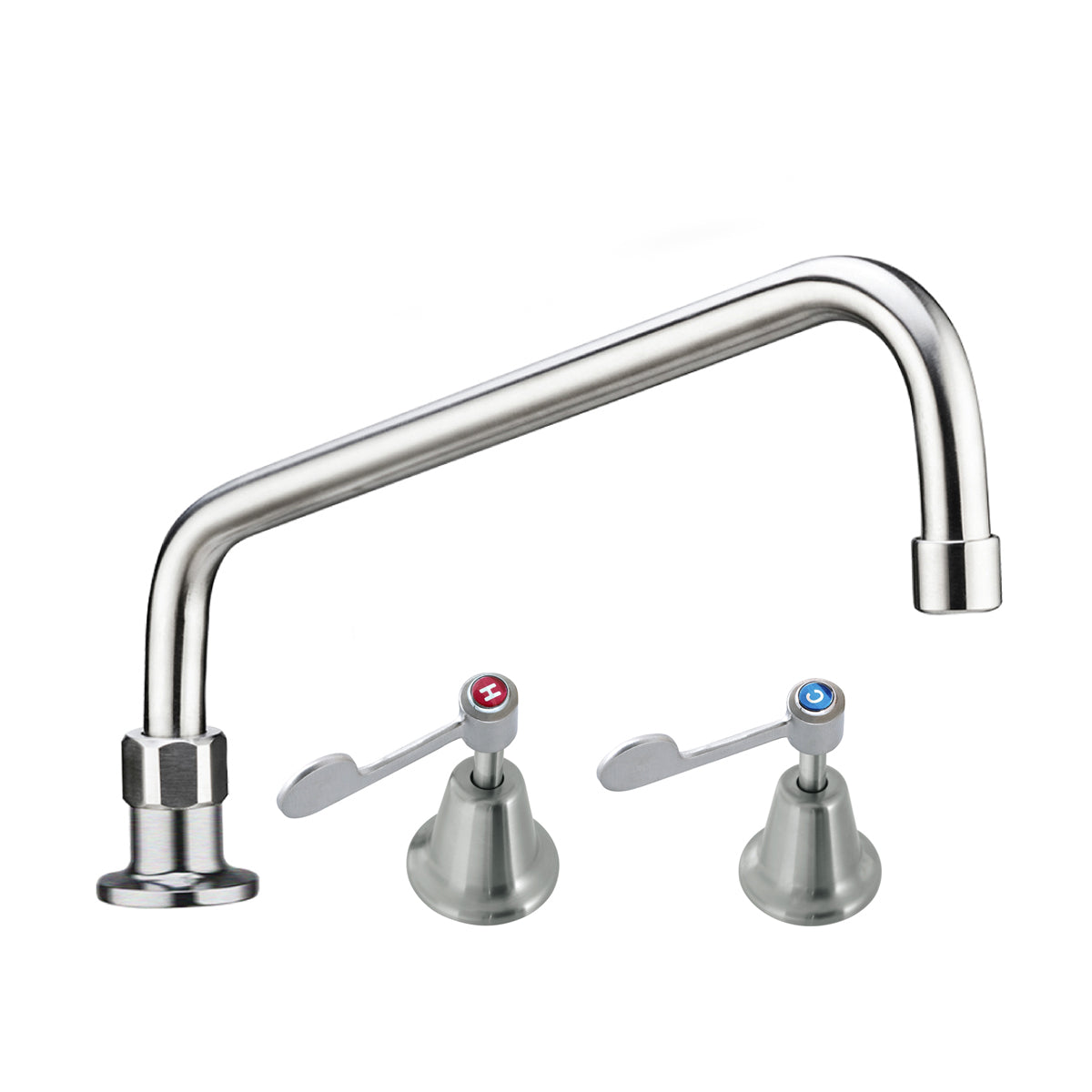 Guardian Tapware Stainless Steel Bench Mount and Basin Stops with 12" Spout T-3MHS12
