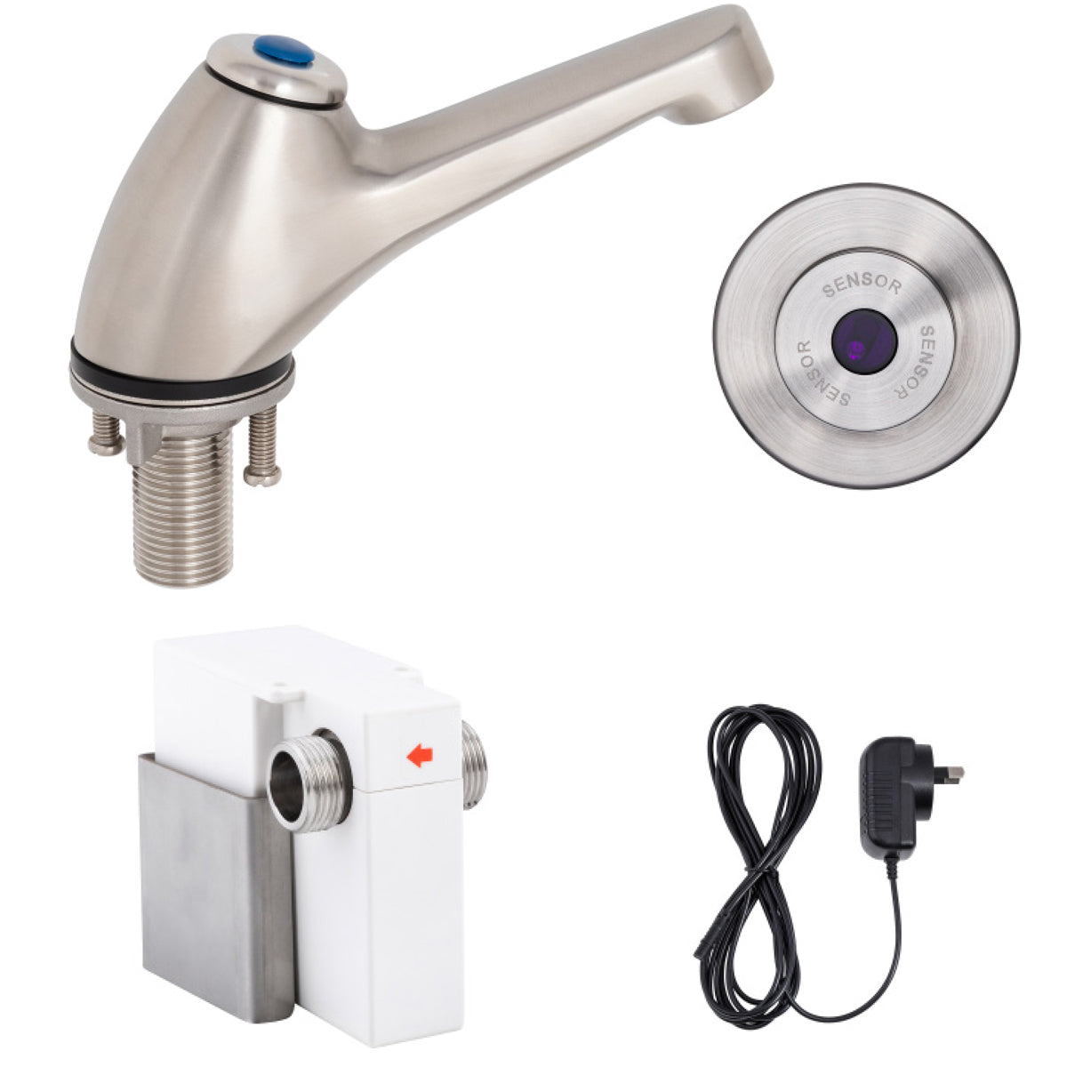 Guardian Zerotouch Pillar Tap with Wall-Mount Sensor Mains Operated T-3MSS-PTSWM