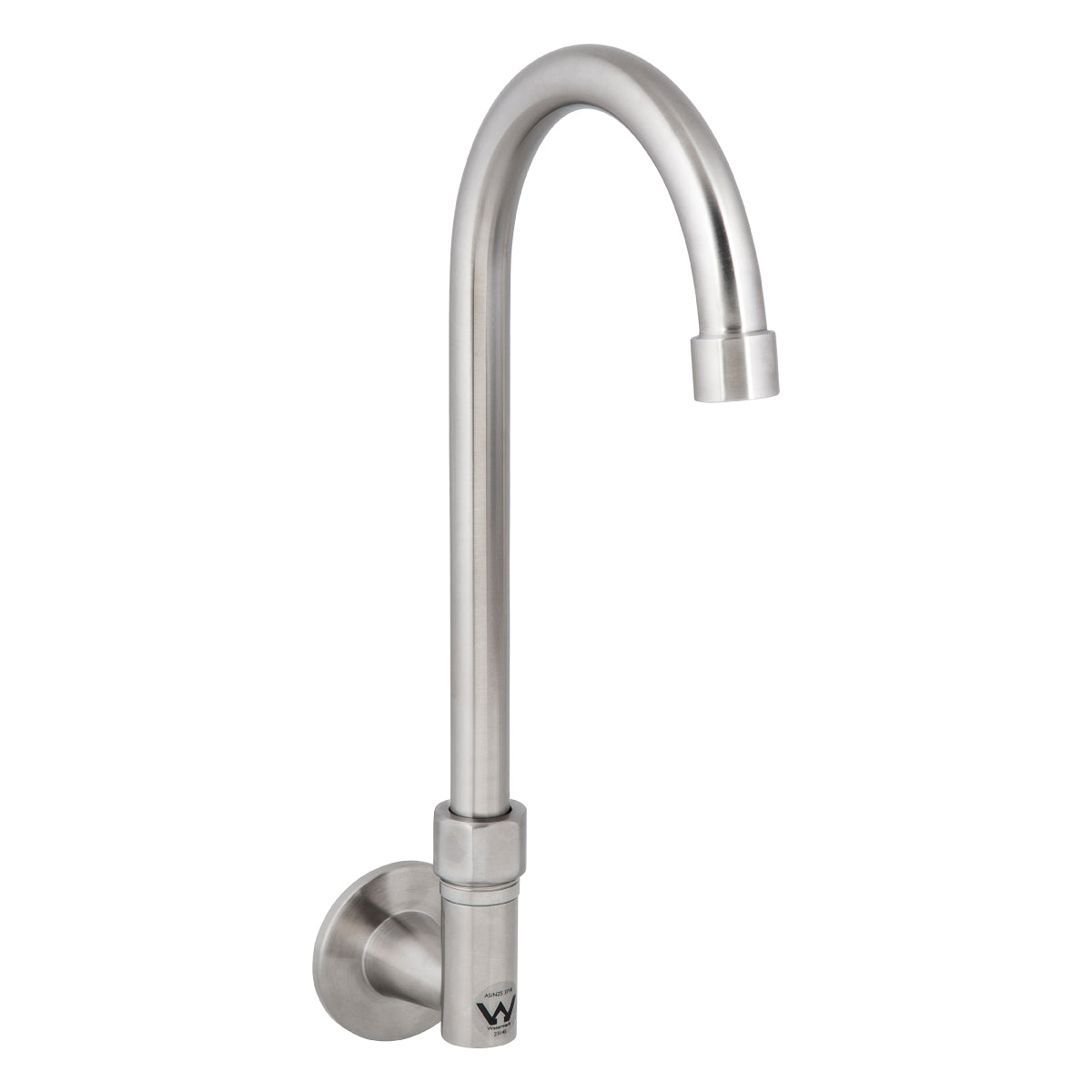 Guardian Tapware Stainless Steel Wall Elbow with 12" Gooseneck Swivel Spout T-3MWEG12