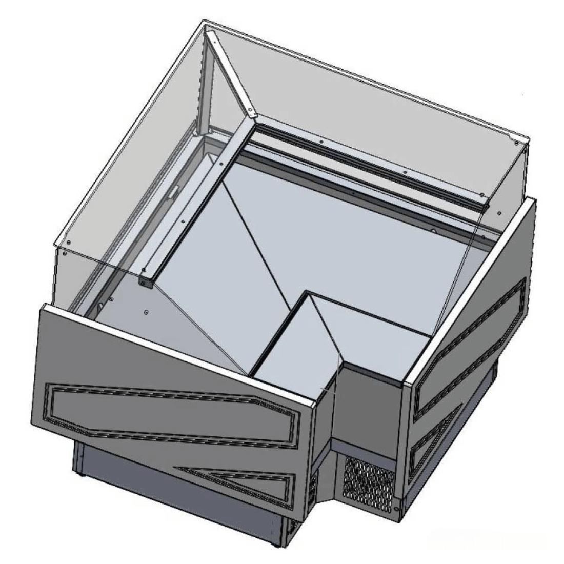 Tecnodom Series MR80 Black Corner Deli Display w/ Storage and Castors TDMR-08E