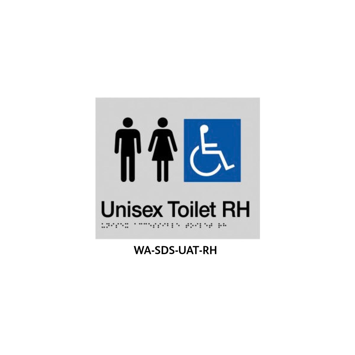 3monkeez Braille Sign Unisex Accessible Toilet RHS (Silver) WA-SDS-UAT-RH