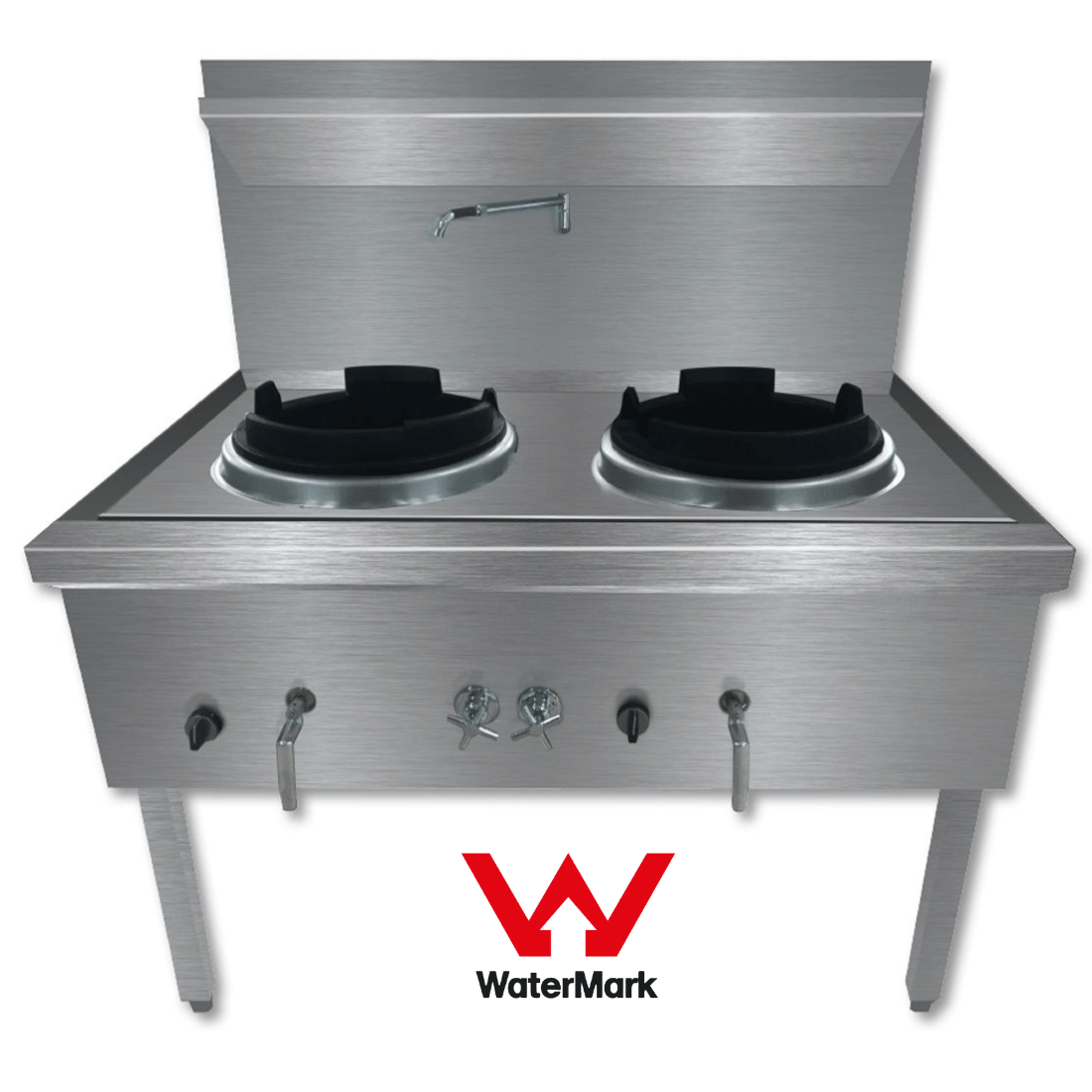 Gasmax Stainless Steel Waterless LPG Double Wok Chimney Burner - WW-2LC