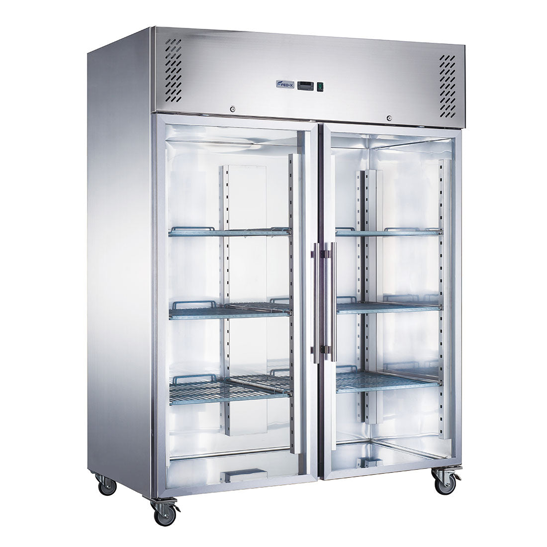 FED-X S/S Two Full Glass Door Upright Fridge - XURC1200G2V