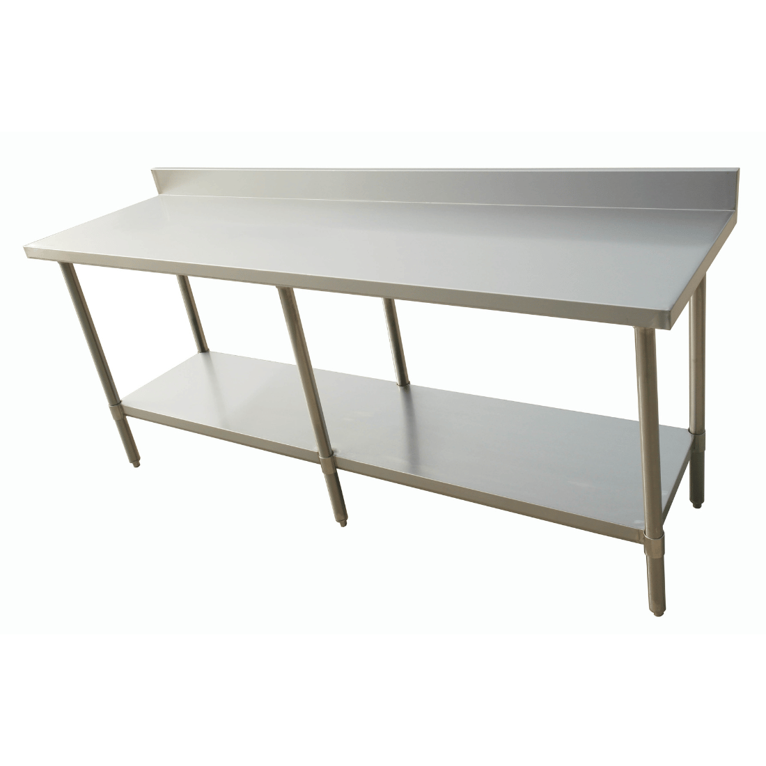 2100-7-WBB Economic 304 Grade Stainless Steel Table with splashback  2100x700x900 - 6 legs