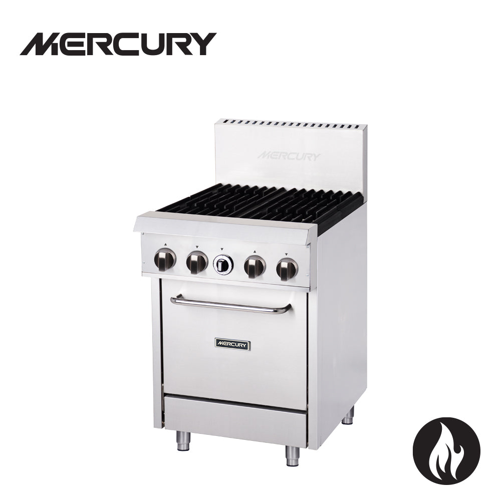 MERCURY GAS OVEN RANGE 4, 32 MJ burners, gas static oven size 490 x 415 x 355 mm, rack size 470 x 560 mm, 2 racks 156.5/158 M24S-4F