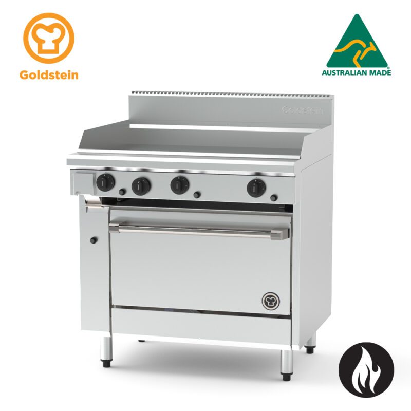 Goldstein gas range, 914 x 520 x 20 mm griddle, 28” gas static oven   PF36G28-X