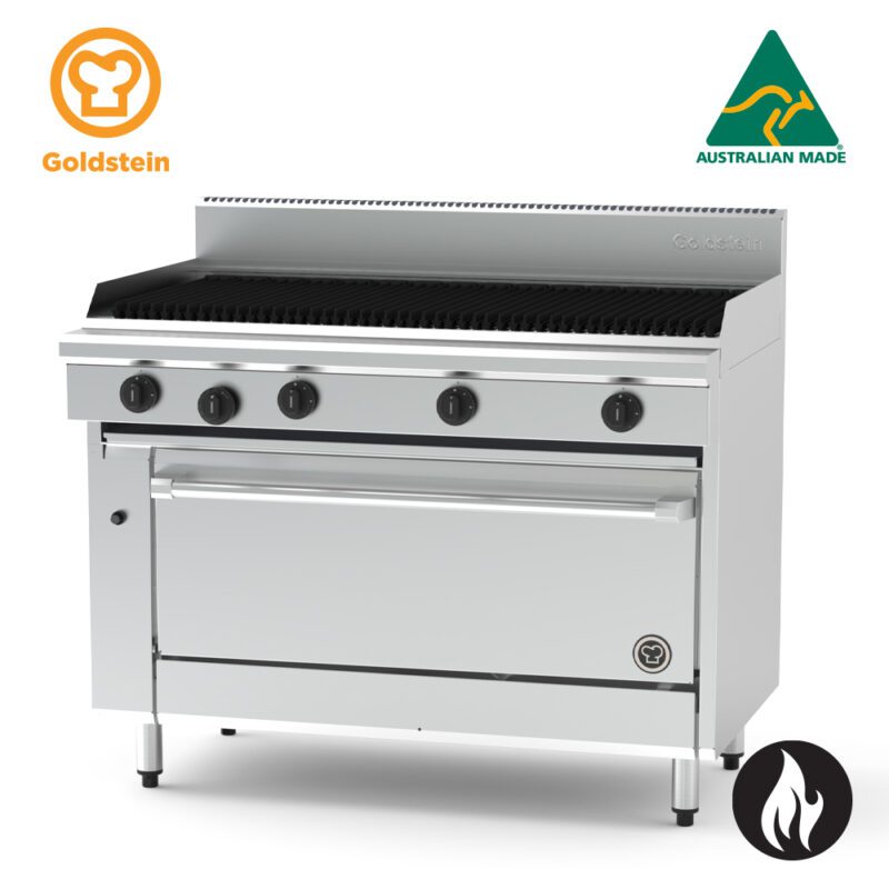 Goldstein gas range, 1219 x 510 BBQ, 40” static gas oven PF48Q40-X