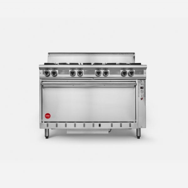 Cookon – GR8-3G – Gas 6 Burner Range + 300mm Grill Plate + Gas Static Oven 176 Mj/Hr