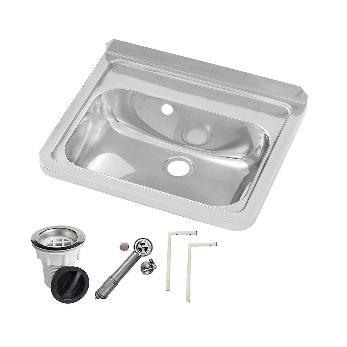 Wall Mounted Hand Basin -  1Tap Hole - Inc Wall Brackets, Overflow Kit & Plug & Waste.