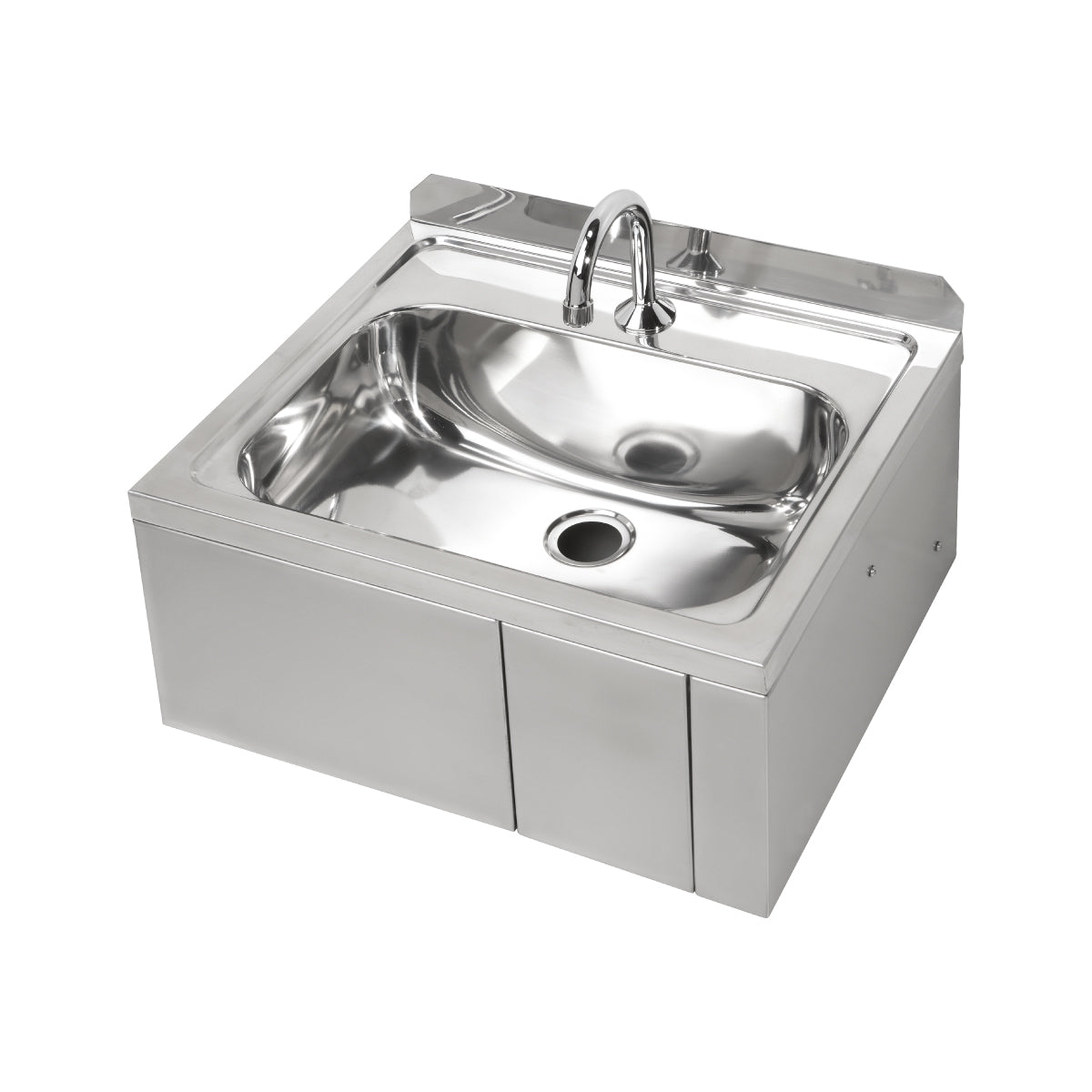 Hands Free Knee Operated Stainless Steel Basin -with Tempering valve.