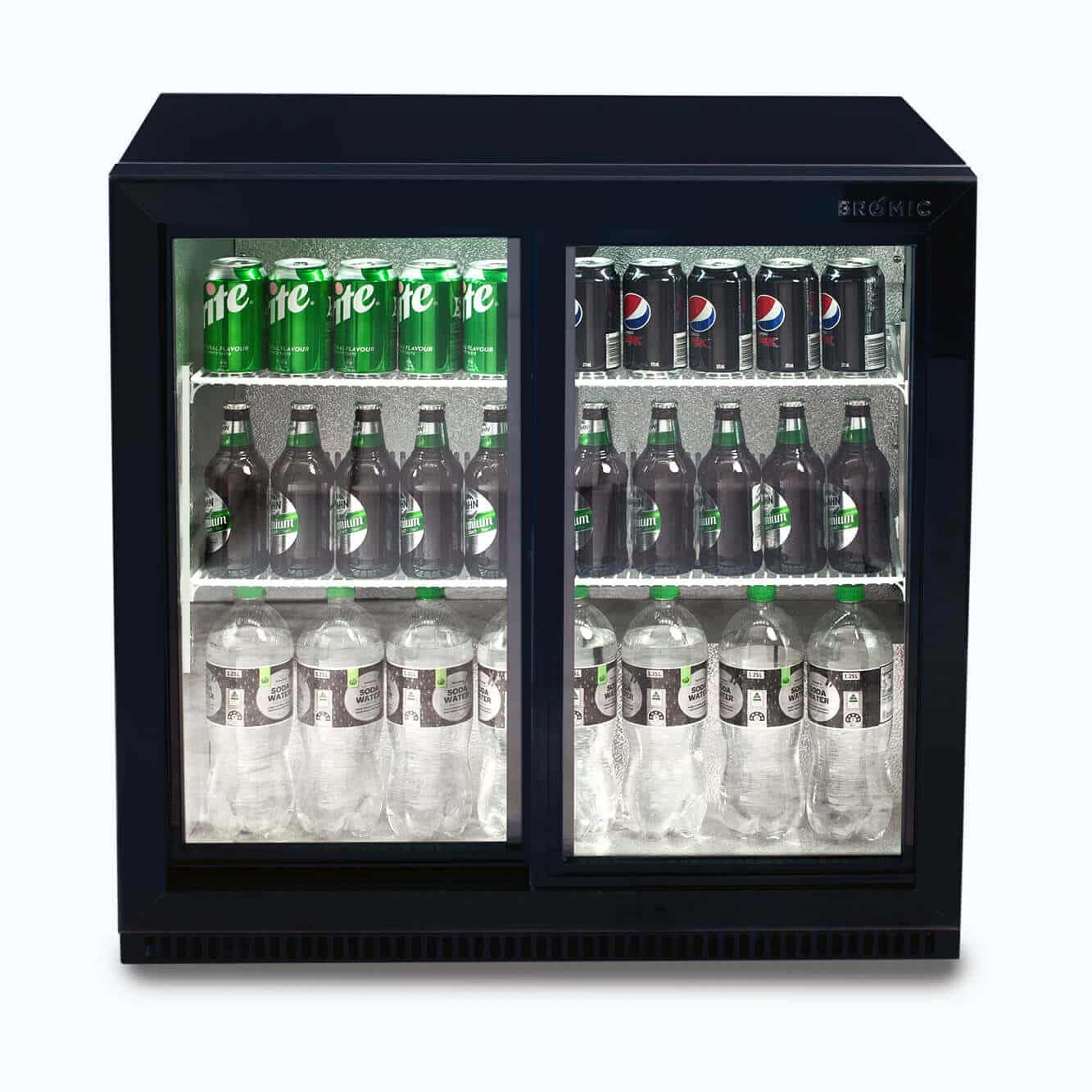 BROMIC Back Bar Fridge - 190L - 2 Doors - Sliding 3736072-1