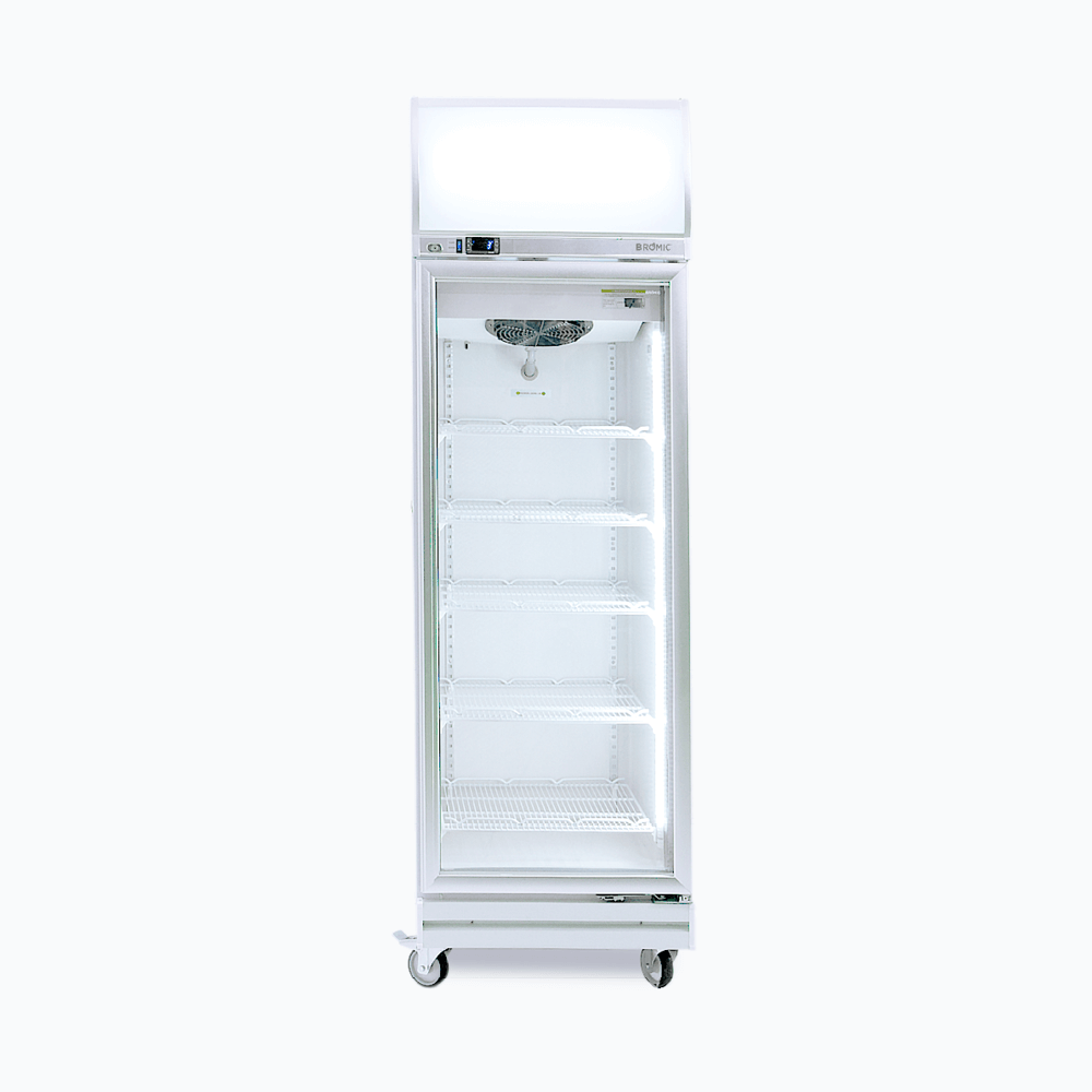 BROMIC Upright Display Fridge - 444L - 1 Door - Flat Glass - Lightbox 3736245