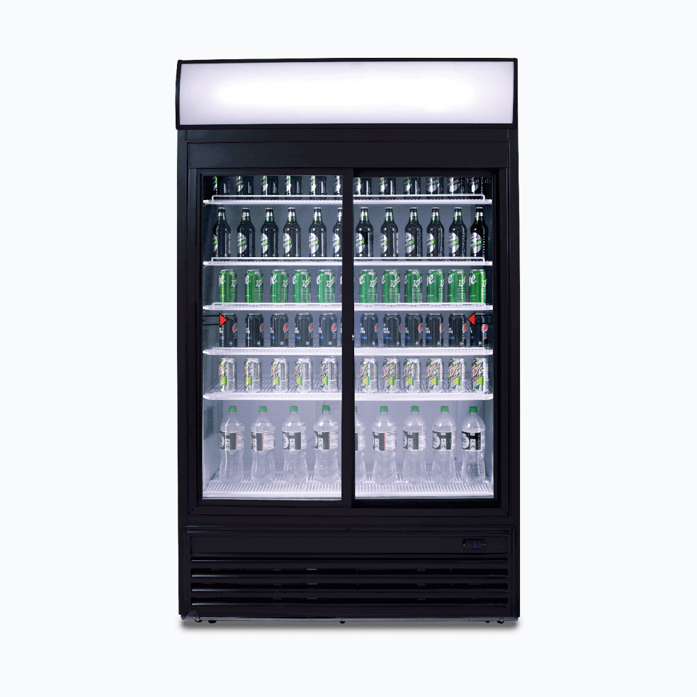 BROMIC Upright Display Fridge  - 945L - 2 Doors - Sliding - Flat Glass - Lightbox 3735048-NR