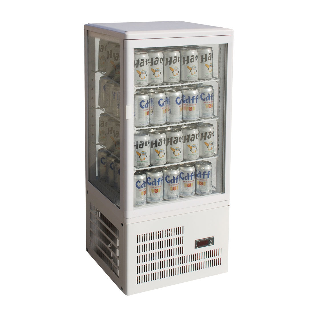 Thermaster Thermaster Four-Sided Countertop Beverage Display Fridge White TCBD68W