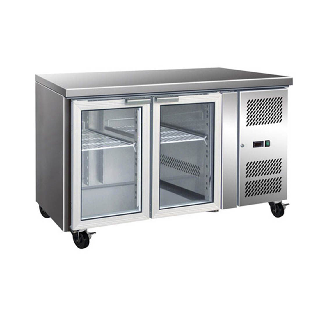 Thermaster GN2100TNG - 2 Glass Door Gastronorm Bench Fridge