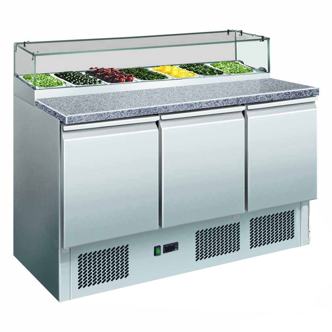 Thermaster 2NDs: Thermaster Three Door Salad Marble Prep Top GNS1300E-NSW1746