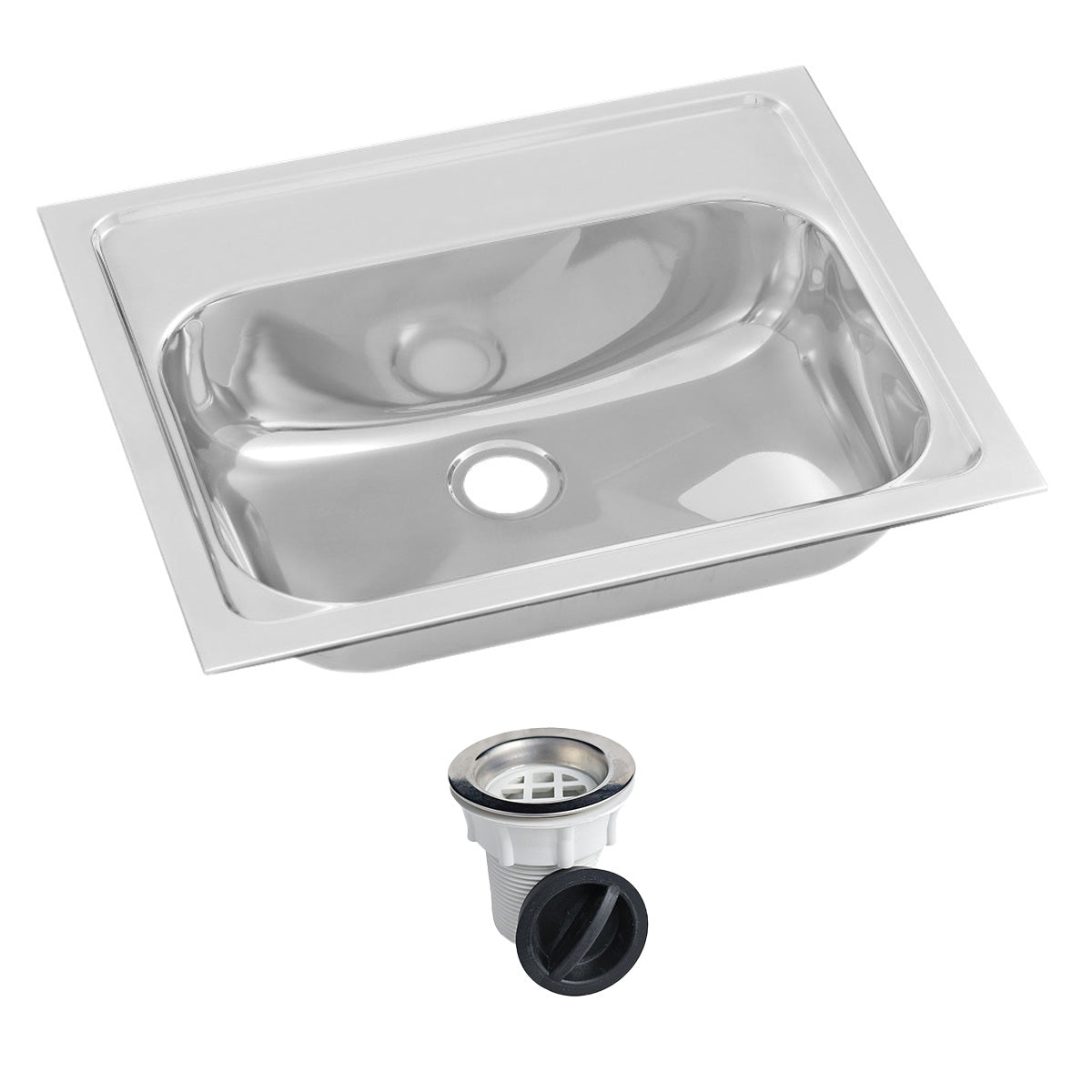 Wall Mounted Hand Basin -  2 Tap Hole - Inc Wall Brackets, & Plug & Waste.