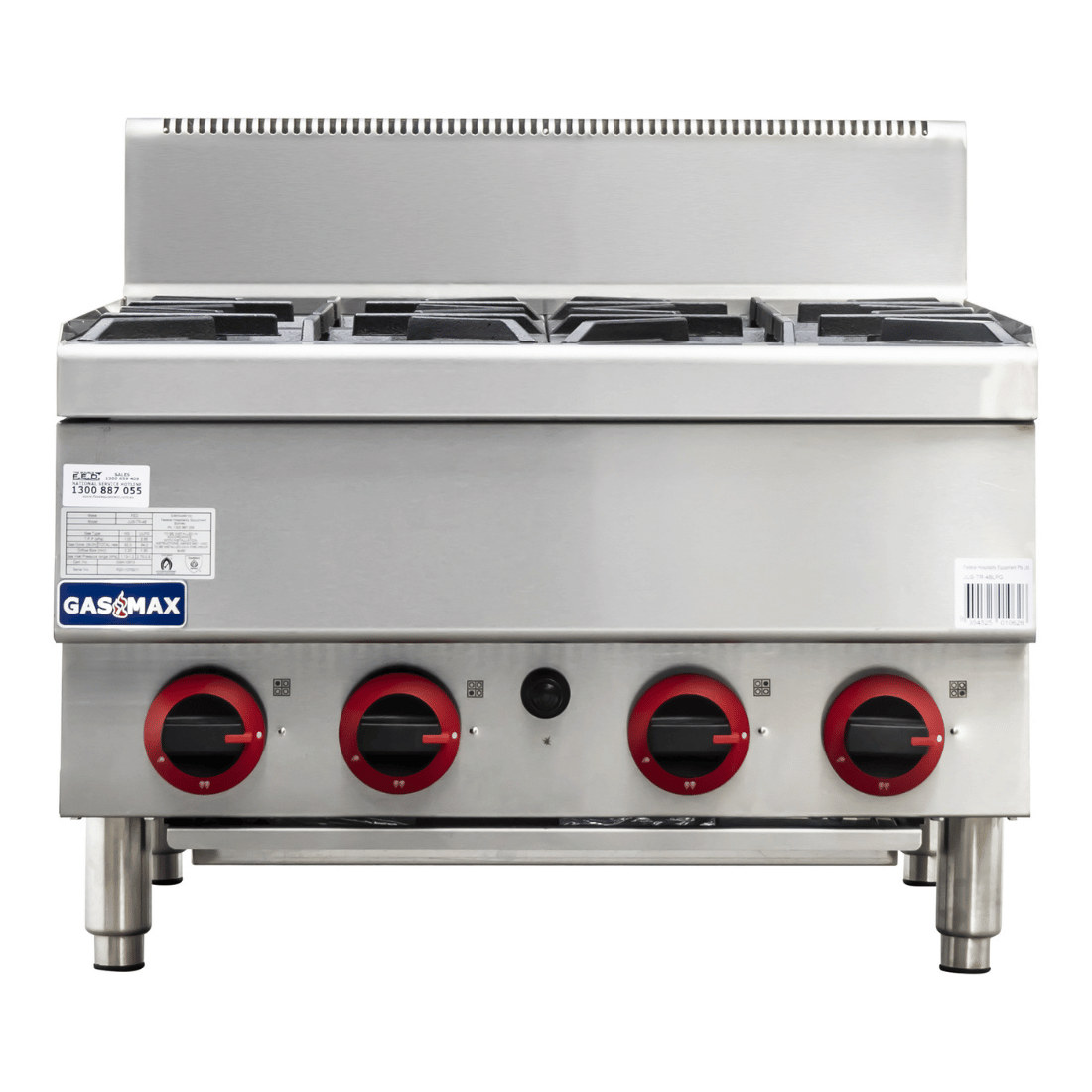 2NDs: Gasmax Benchtop Natural Gas 4 Burner Cooktop w/ Splashback - JUS-TR-4B-NSW1953