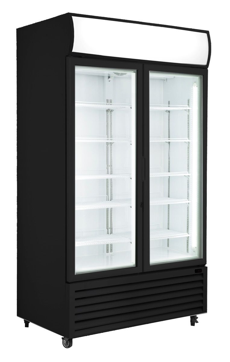 Thermaster 2NDs: Thermaster Large Two Glass Door Colourbond Upright Drink Fridge Black - LG-1000BG-QLD197